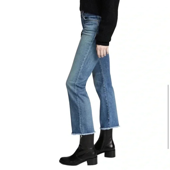 NILI LOTAN Boyfriend Jeans Cropped Straight
Leg Button Fly Beach Wash Denim  25 - Picture 2 of 11